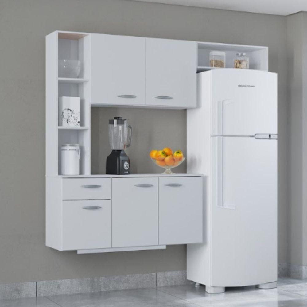 Cozinha Poquema Suspensa Com Balcão Isis Branco