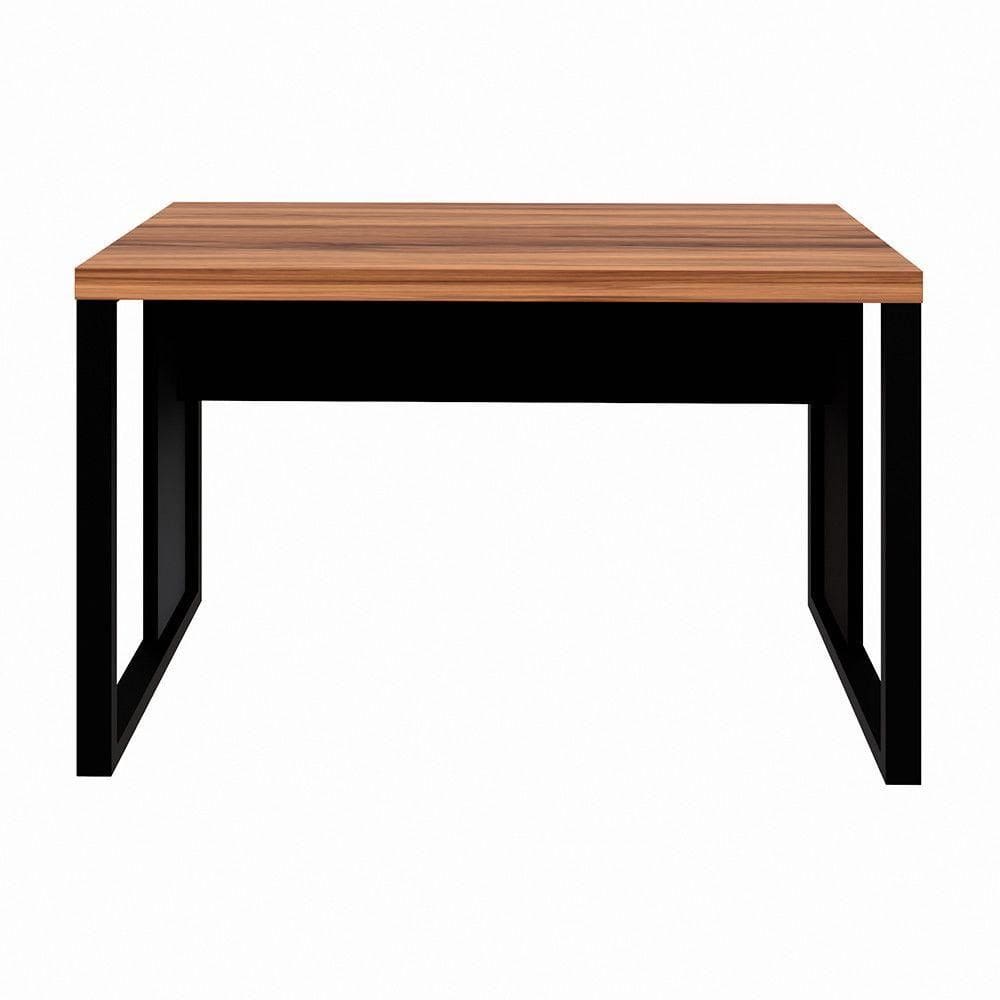 Mesa Escrivaninha Retangular Office 150cm Pé Quadro Nogal-preto