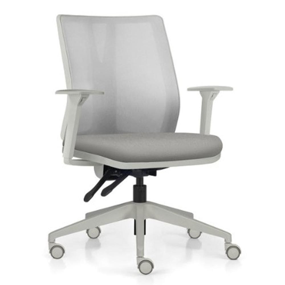 Cadeira De Escritório Giratória Diretor Flow F02 Base Cinza Crepe Cinza - Lyam Decor