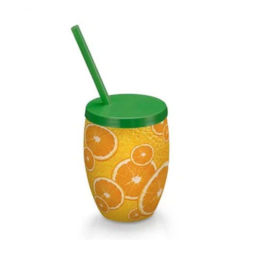 Copo Canudo Fruta Laranja 0,65 L Injetemp 28600
