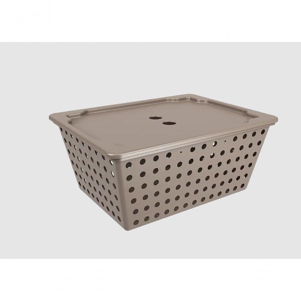 Cesta Organizadora Com Tampa Coza One Maxi 13,5 Litros Warm Gray