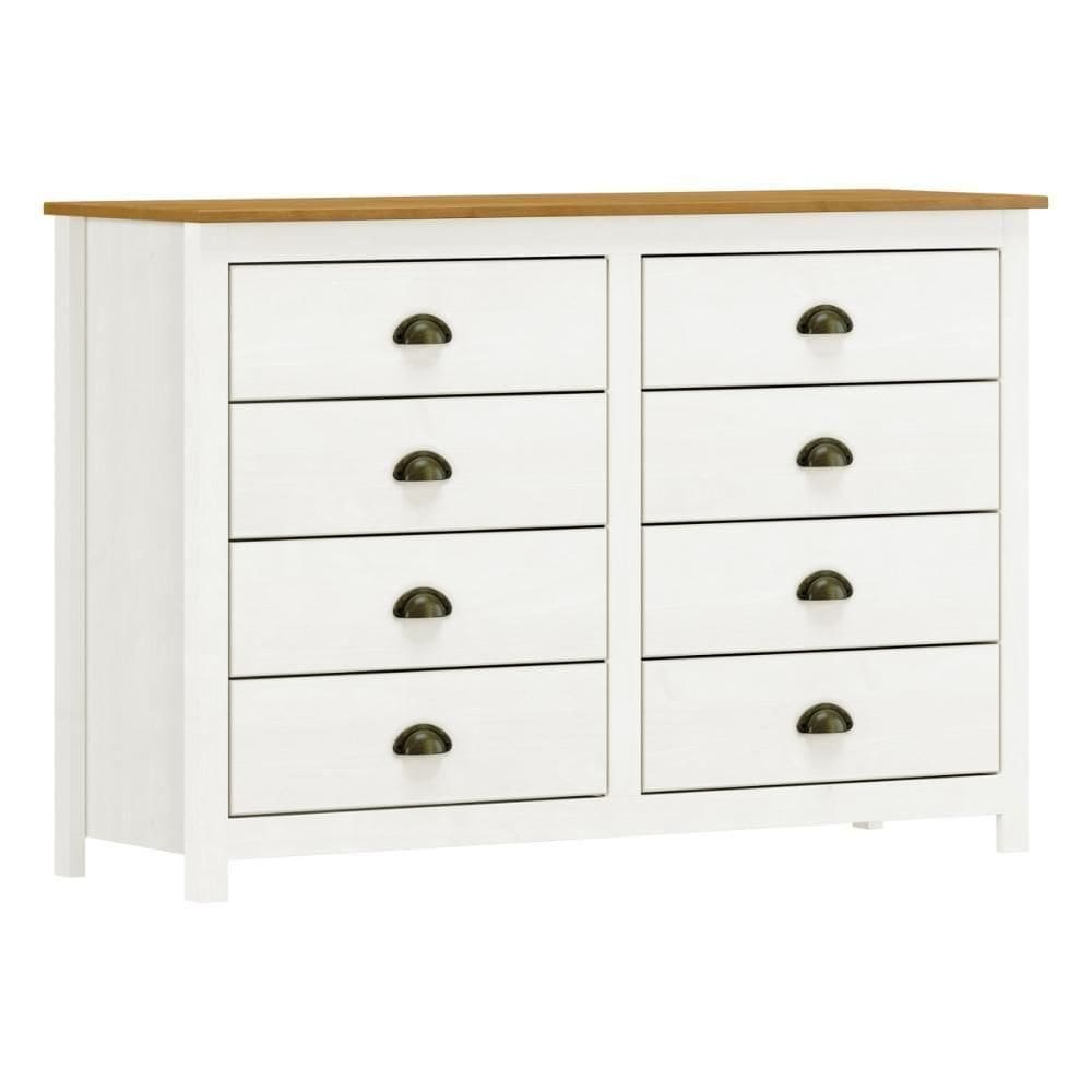 Cômoda 8 Gavetas Em Madeira Linha Topázio - Branco/freijó