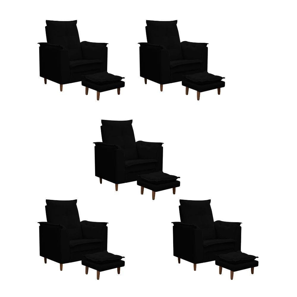 Kit 05 Poltronas Maria Para Amamentação E Descanso Com Puff Confortável Suede Preto Mabe Magazine