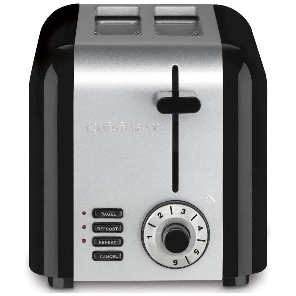 Torradeira Elétrica, Compacta em Inox, 2 Fatias, 110v, CUISINART CPT 320, Preto