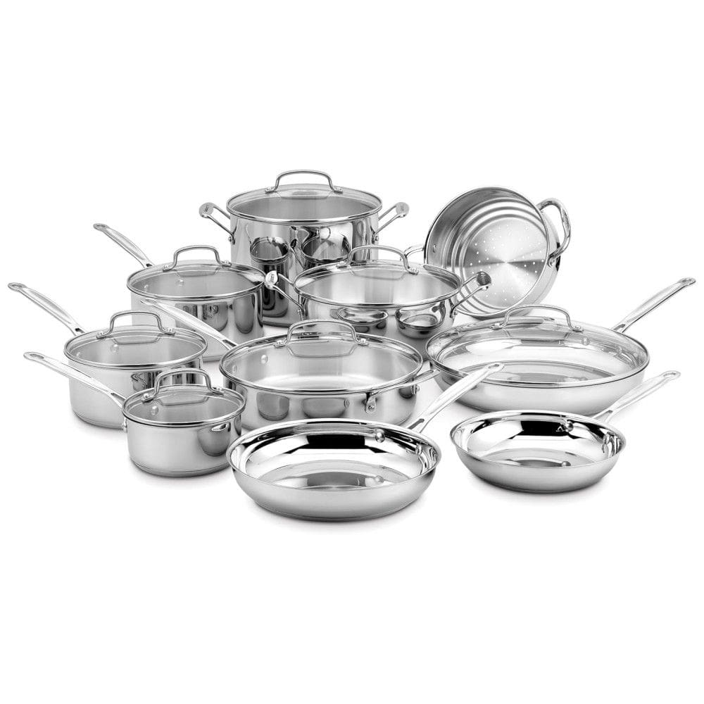 Conjunto de Panelas e Frigideiras de Aço Inoxidável, 17 Peças, CUISINART 77 17N, Prateado