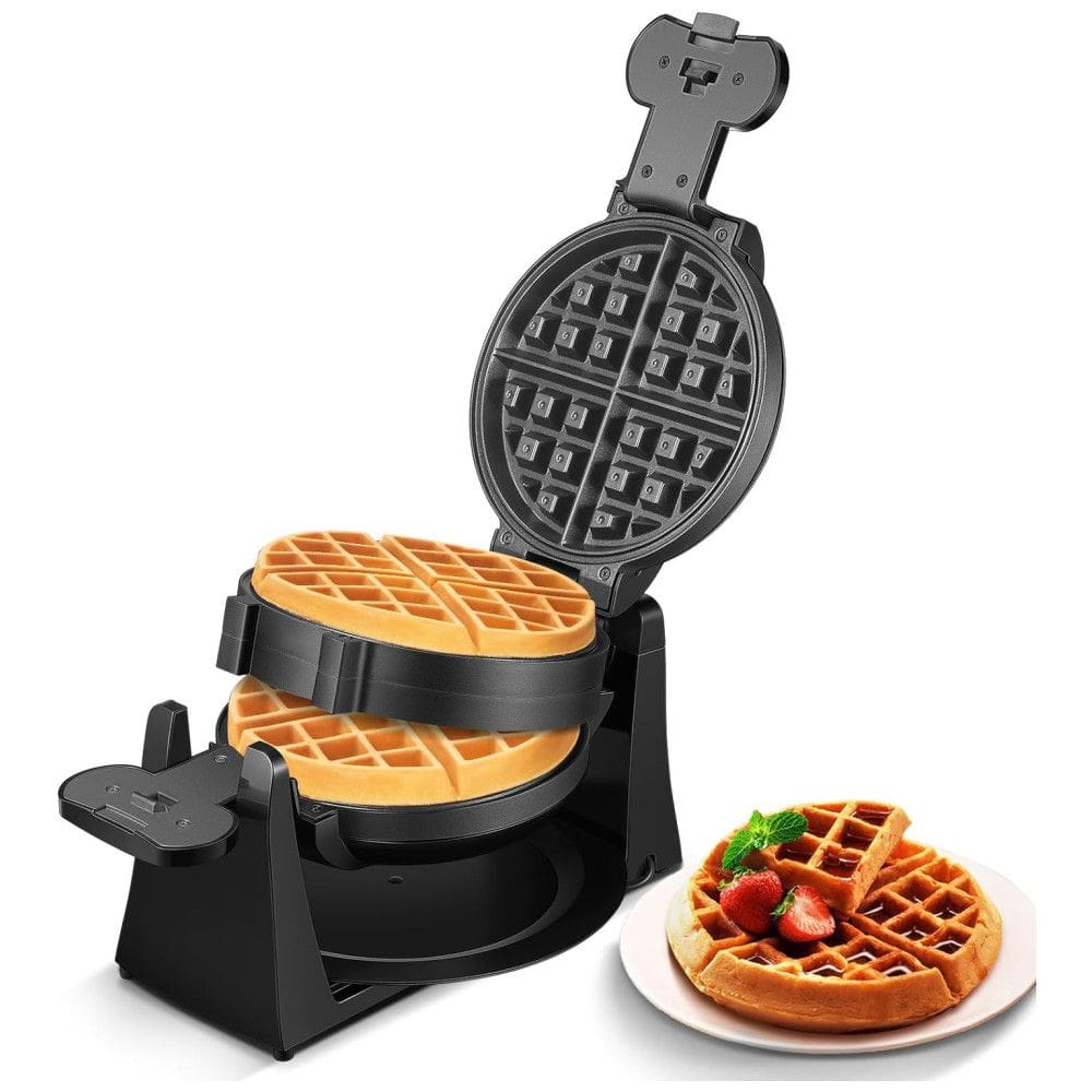 Máquina de Waffle Antiaderente e Rotativa 8 Fatias, 1400W, 110v, FOHERE, Preto