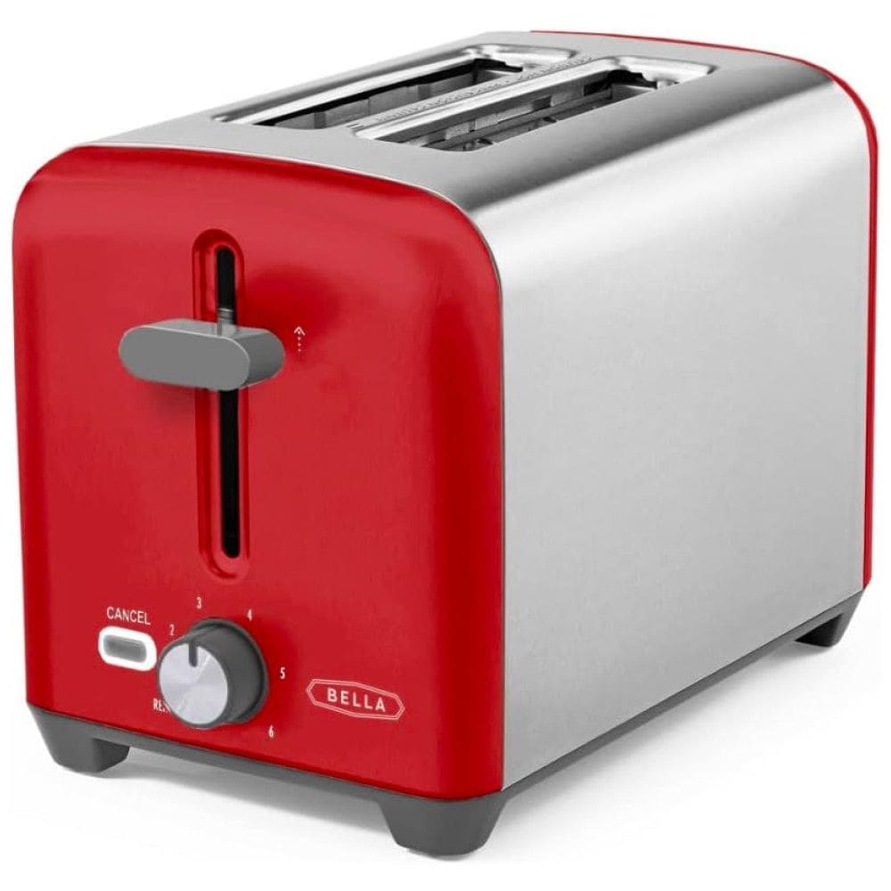 Torradeira Elétrica 2 Fatias com 6 Níveis de Tostagem e Bandeja de Migalhas Removível, 110V 750W, BELLA, Vermelha