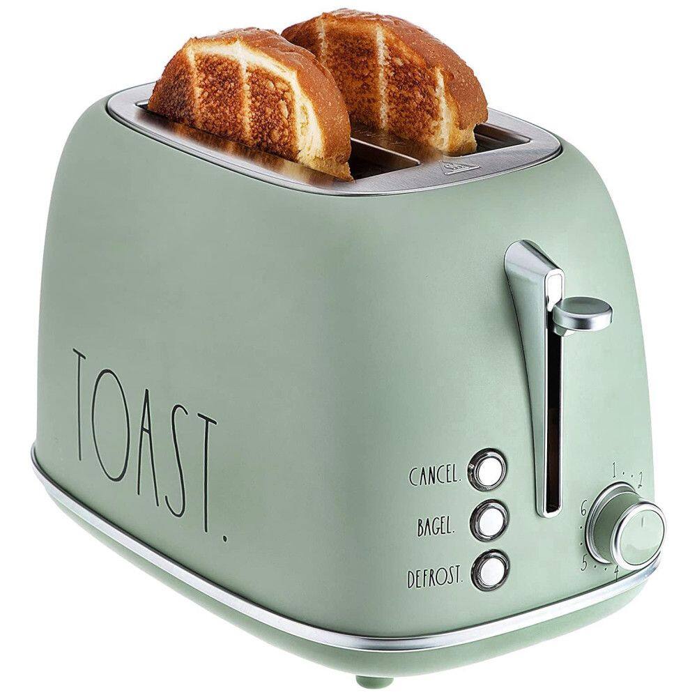 Torradeira Elétrica Retro de 2 Fatias com 6 Níveis de Tostagem, Aço Inox, 110V 825W, Rae Dunn, Verde