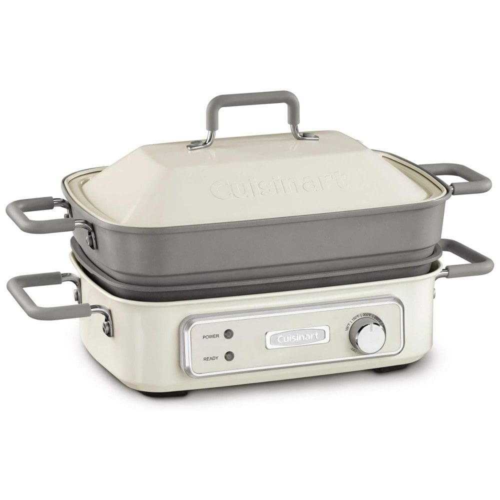 Churrasqueira Elétrica, multifuncional, para 7 pessoas, 5 litros, 1400 W, branca, 110v, CUISINART GR M3, Branco