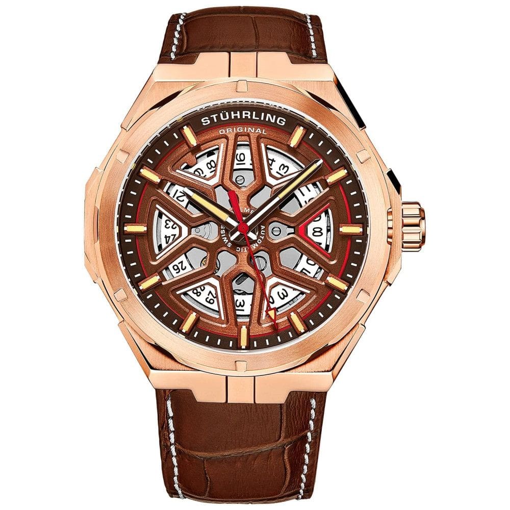 Relógio Masculino Automático, Resistente 50m, STUHRLING 379.05, Marrom