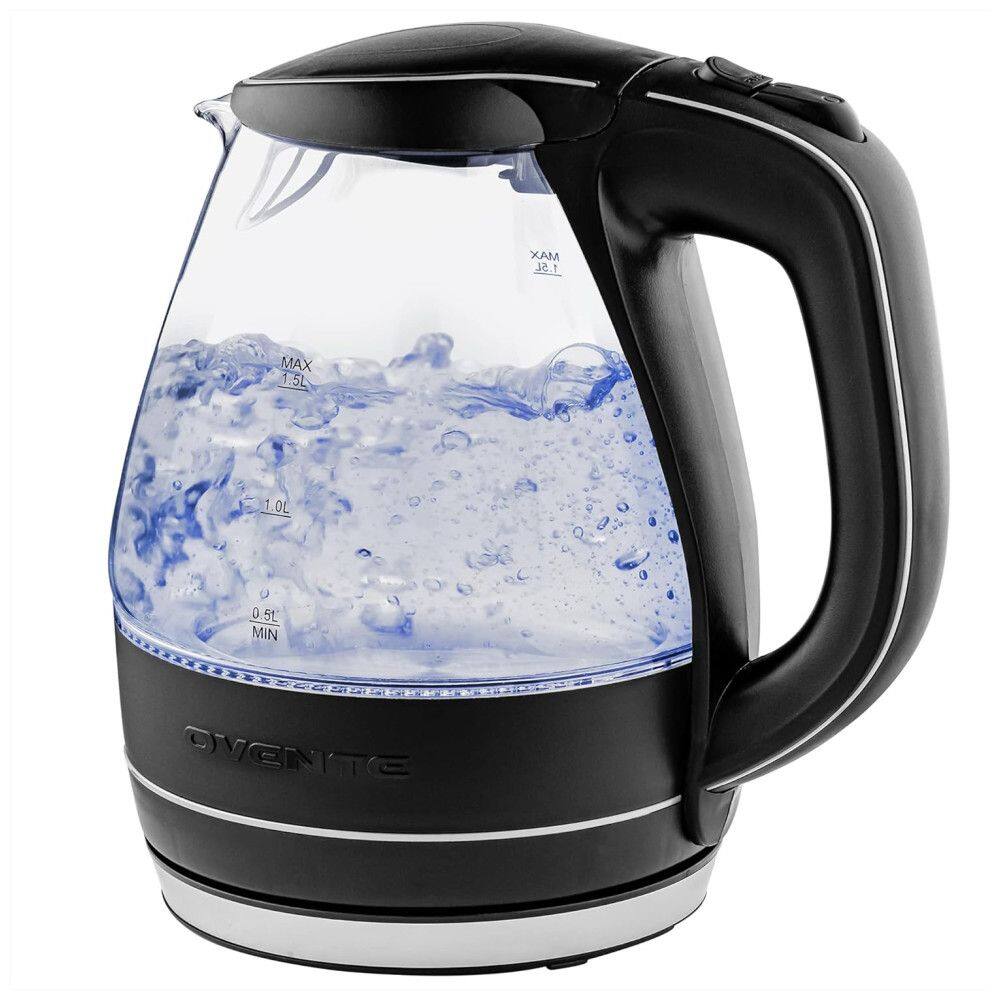 Chaleira Elétrica, 1.5L, 1100W, BPA Livre, Vidro de Borosilicato Temperado pelo Calor, Aço Inoxidável, Desligamento Automático, 110v,