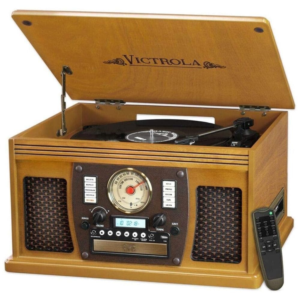 Vitrola Toca Discos com Plataforma 3 Velocidades, sem fio, 78 RPM, 110v, VICTROLA VTA 600B OAK, Marrom