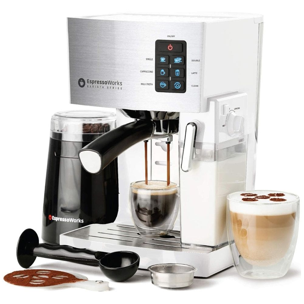 Cafeteira Elétrica EspressoWorks Expresso Reservatório 1.4 L 19 Bar de Pressão, 110V, 1250W, Branca