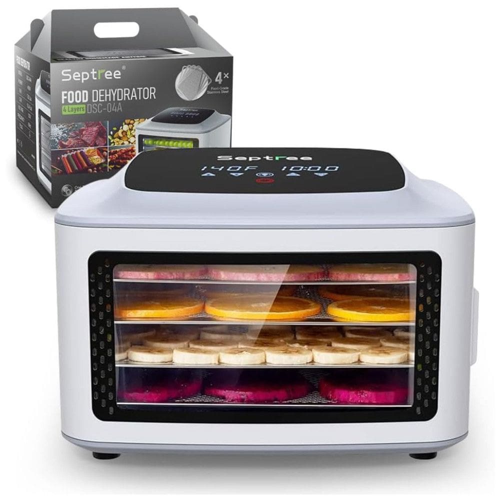desidratador de Alimentos com 4 Bandejas e Painel de Controle Digital, 400W, 110v, SEPTREE DSC 04A, Branco