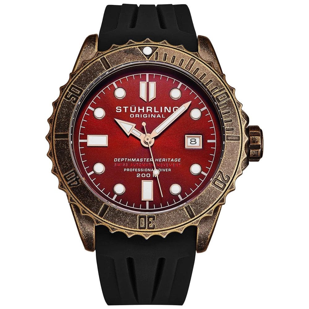 Relógio Masculino Analógico Swiss Automático para Mergulho, Modelo 100303, STUHRLING 1003.03, Preto