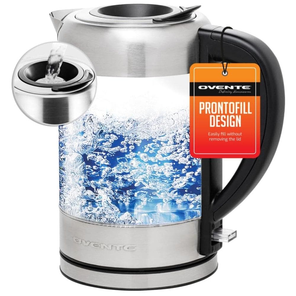 Chaleira Elétrica de 1.7L com Desligamento Automático, Aço Inoxidável, 1500W, 110v, OVENTE KG612S, Prateado
