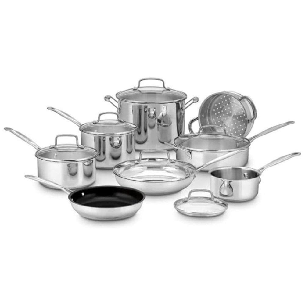 Conjunto de Panelas e Frigideiras de Aço Inoxidável, 14 Peças, CUISINART 77 14N, Prateado