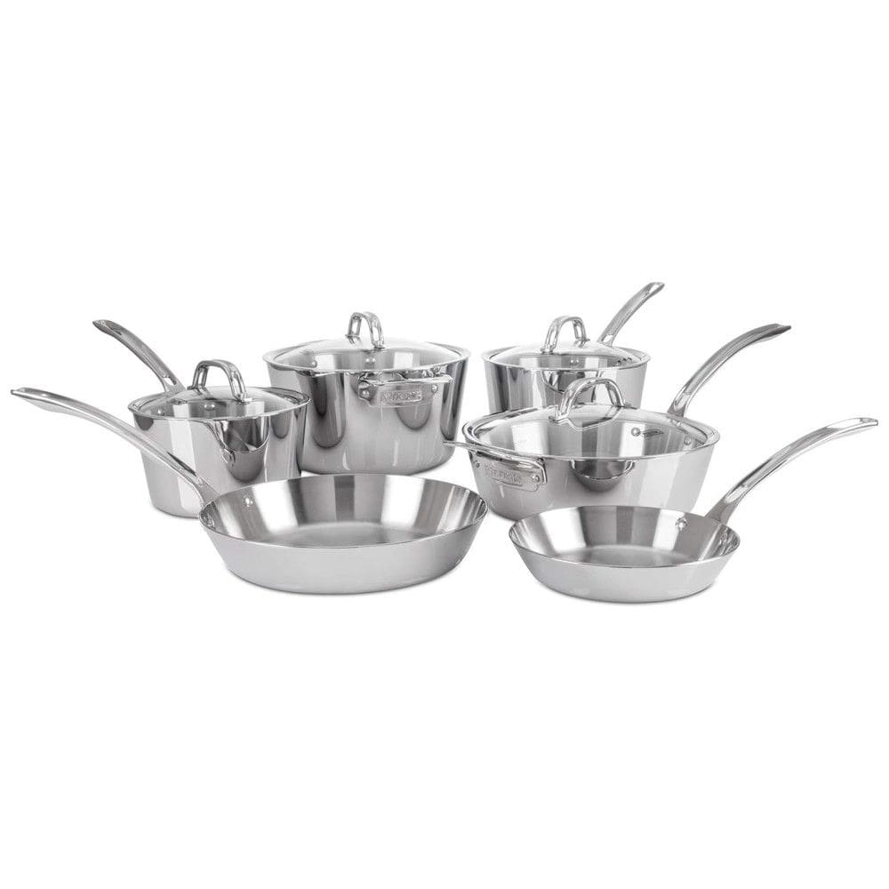 Conjunto de Panelas Contemporâneo com 3 Camadas de Aço Inoxidável, 10 Peças, VIKING CULINARY 4013 3S10, Prateado