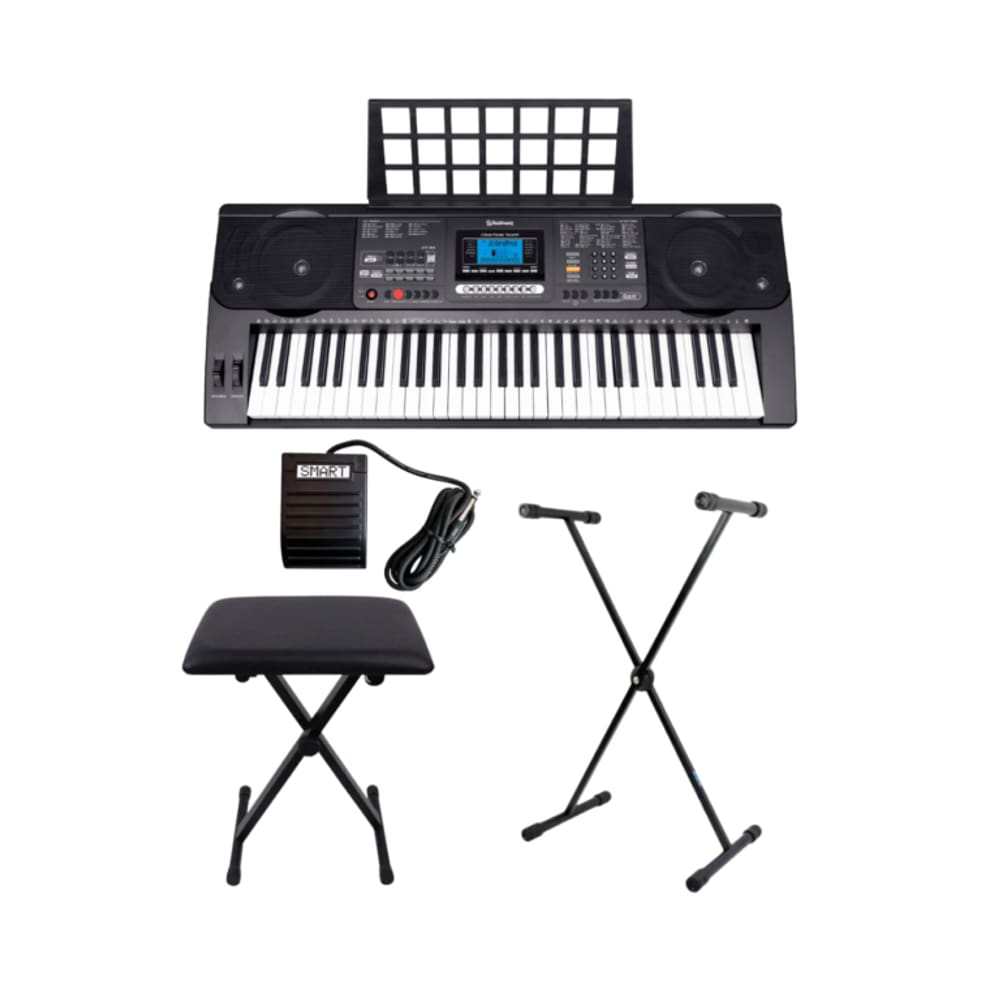 Teclado Musical Waldman CTT-800 Preto + Banqueta + Pedal + Suporte em X