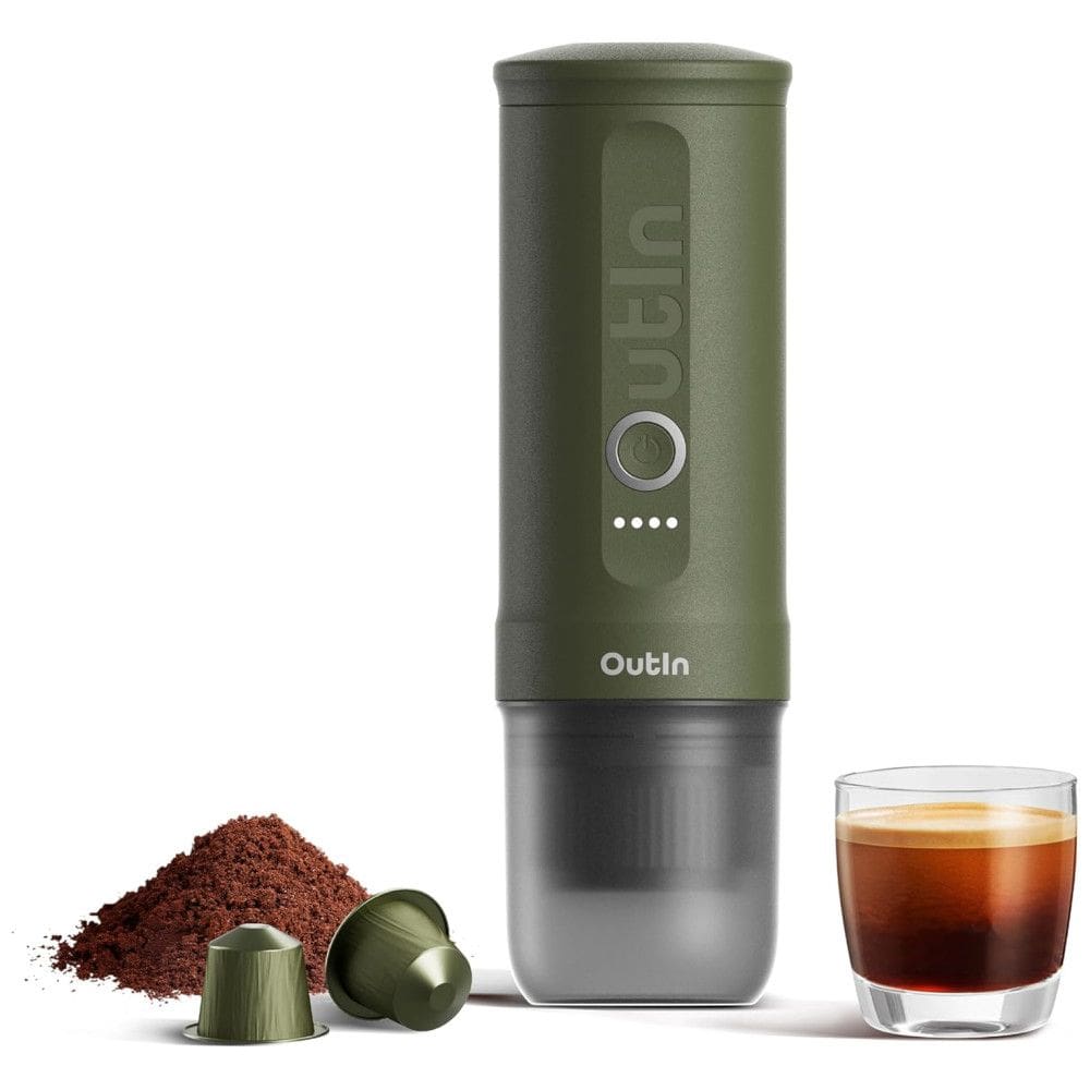 Mini Máquina de Café Expresso Portátil 80mL, 12V, Outin, Verde