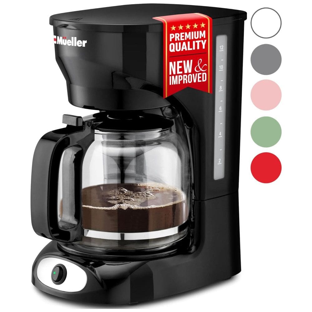 Cafeteira Elétrica 12 Xícaras com Jarra de Vidro e Função de Manter Quente, 110V Mueller DC 550, Preta