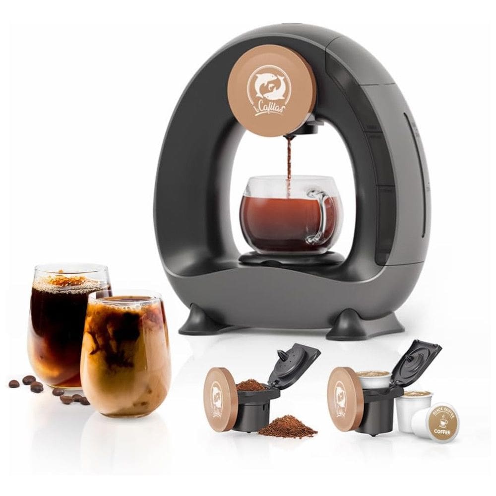 Máquina de Café Expresso 2 em 1 com Adaptador para Capsulas ou Café Moído, 110V 1400W, BENFUCHEN, Preta
