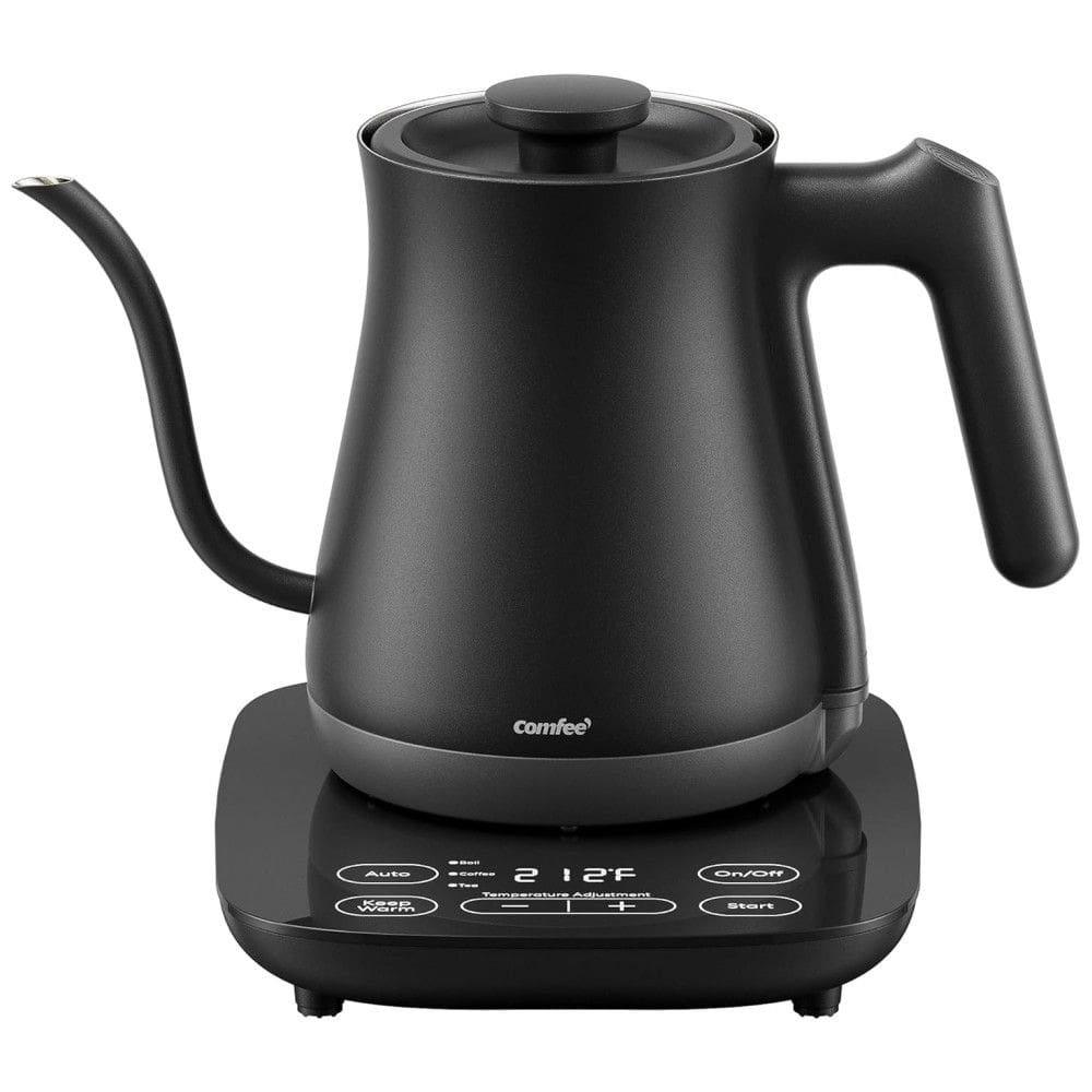 Chaleira Elétrica 600mL em Aço Inoxidável com Controle de Temperatura e 3 Predefinições, 1500W 110V, COMFEE, Preta