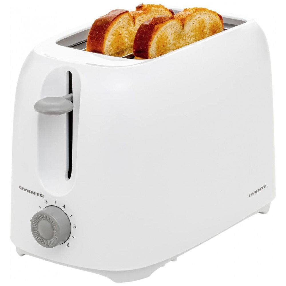 Torradeira Elétrica 2 Fatias com 6 Níveis de Tostagem e Bandeja de Migalhas Removível, 110V 700W, OVENTE TP2210WGY, Branca