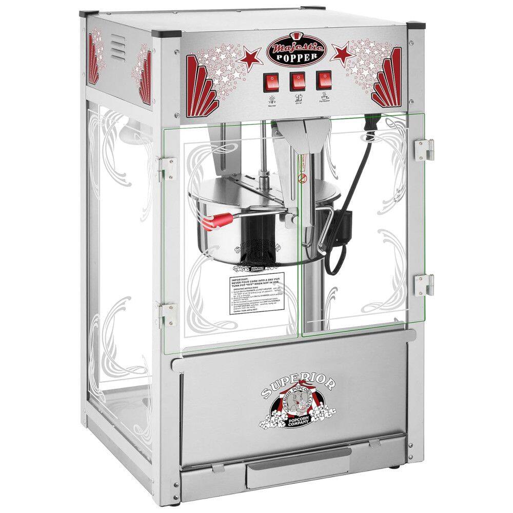Máquina de Pipoca de Bancada Estilo Cinema com Panela de 0,56g, 110V 1440W, Superior Popcorn Company 82-P068, Prata