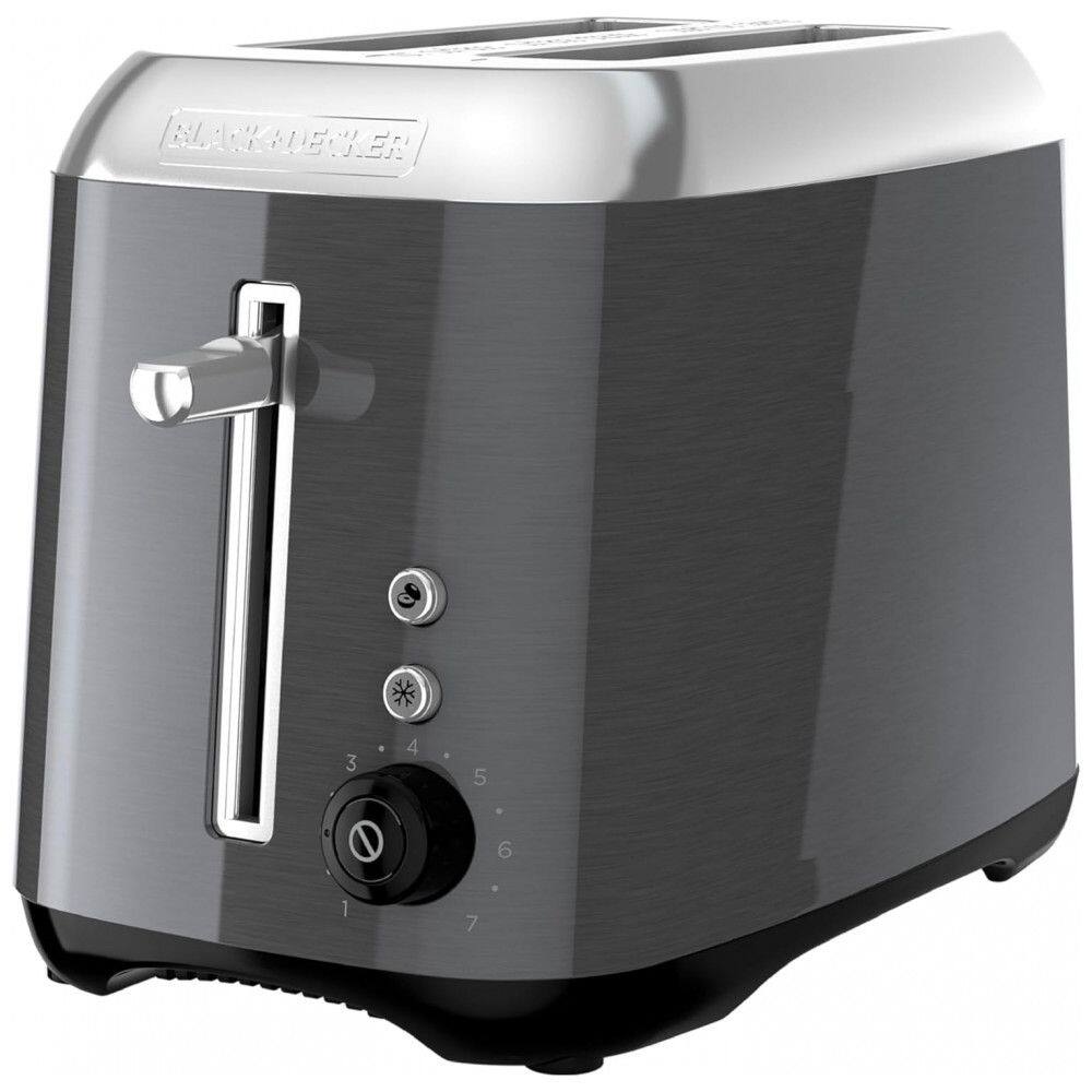 Torradeira Elétrica 2 Fatias com 7 Niveis de Tostagem e Bandeja de Migalhas, 850W, Black Decker, Preta