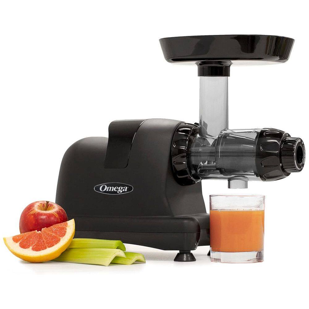 Espremedor de Frutas de Mastigação Lenta com Estágio Triplo, 200W, Omega Juicer J8006HDBLK, Preto