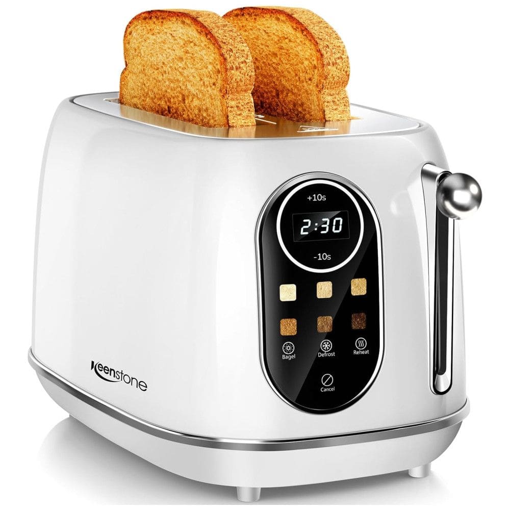 Torradeira 2 Fatias com Recursos para Bagel, 6 Níveis de Tostagem e Bandeja de Migalhas Removível, 110V 800W, Keenstone, Branca