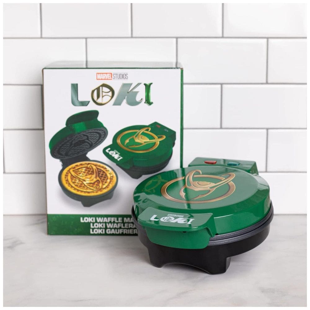 Máquina de Waffle, Tema Marvel Loki com Revestimento Antiaderente, 110V 900W, Uncanny Brands, Verde