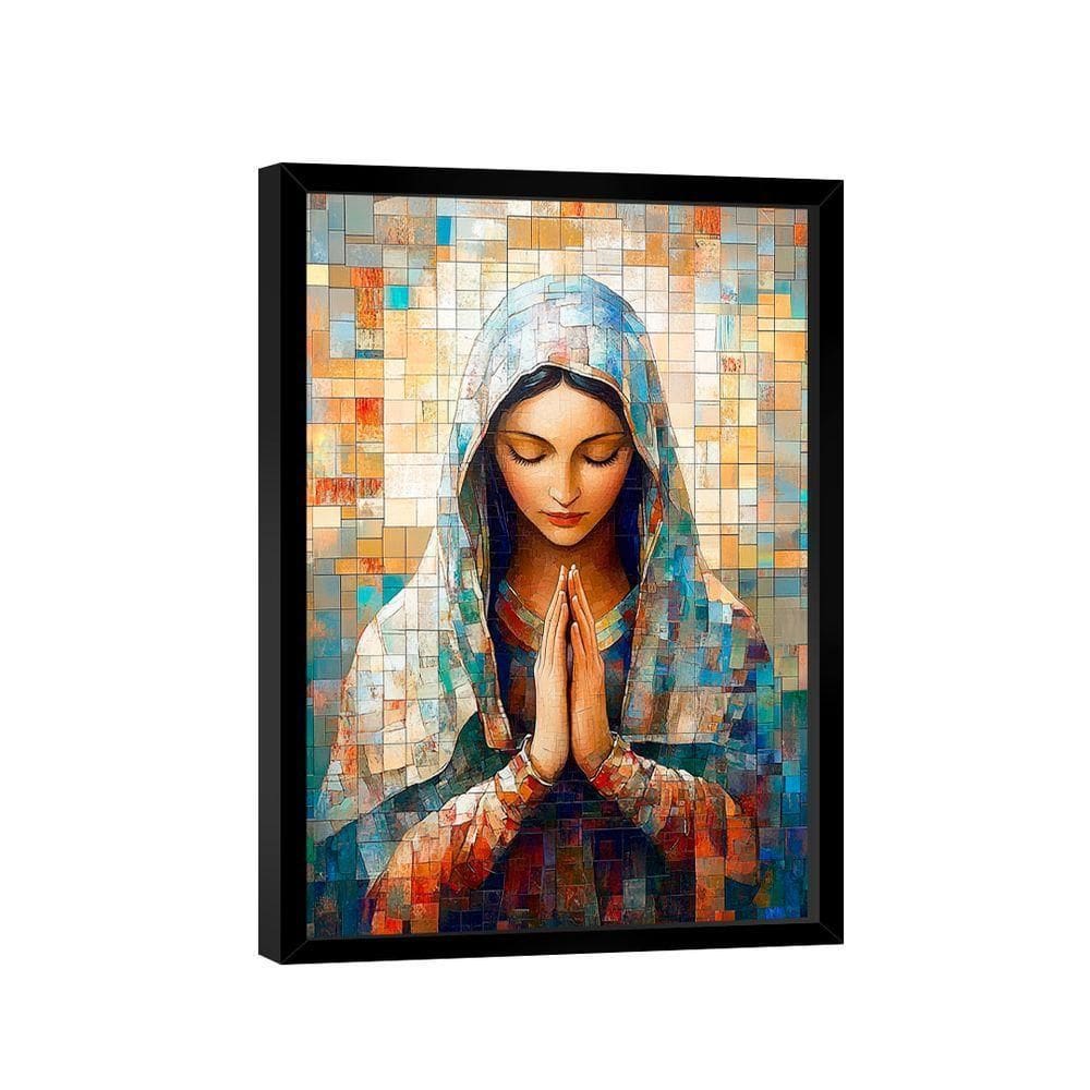 Quadro Decorativo Virgem Maria Em Grid Arte 150x100 Moldura Preta