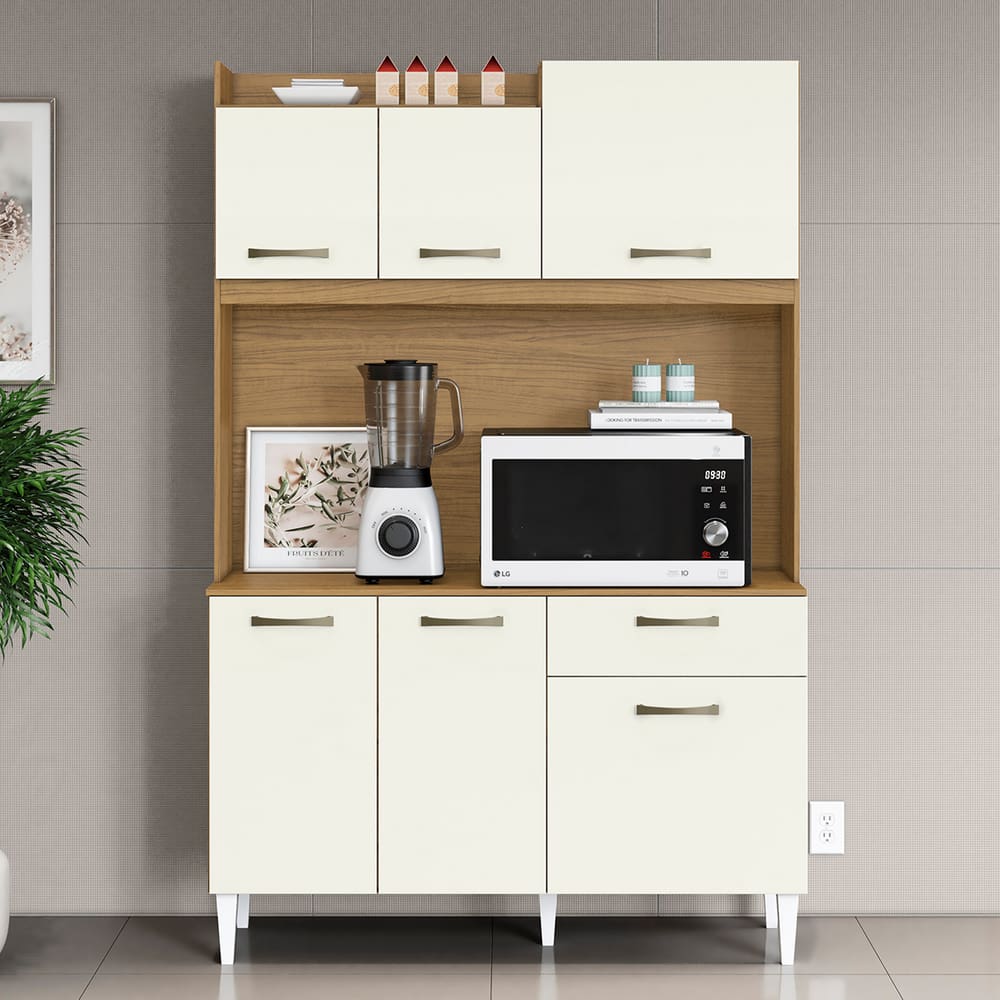 Cozinha Compacta Berlim 6 Portas e 1 Gaveta Atacama Off White - Aramóveis Um Lugar Aconchegante