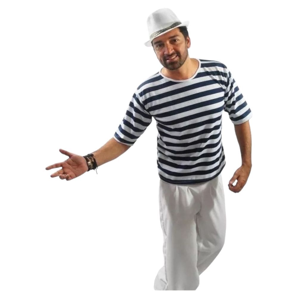 Fantasia Completa Malandro Adulto Sambista Carnaval Festa de Boteco Botequim Camisa Listrada Malandrinho Samba Gafiieira