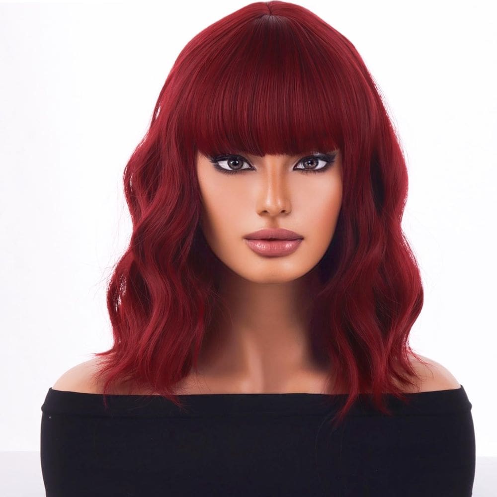 Peruca WTHCOS Tinto Sintética Short Curly Wavy para mulheres