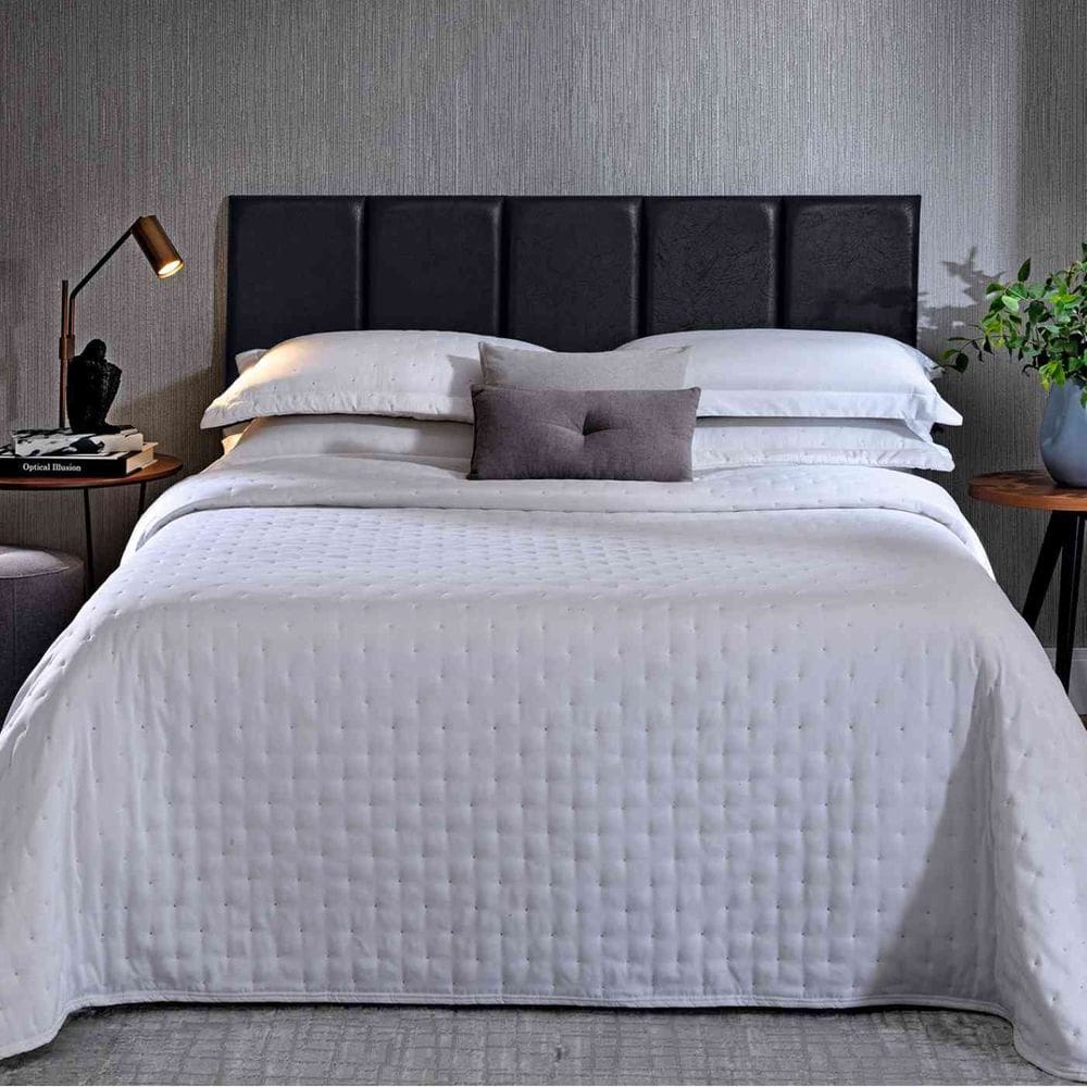 Cabeceira Estofada Modular Casal Corino Preto Rajado – Bella Arte