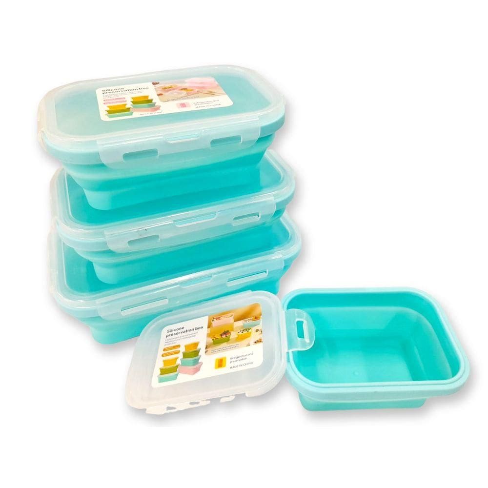 Kit 4 Pçs Pote Retrátil Quadrado 2444045 Azul - Quanhe