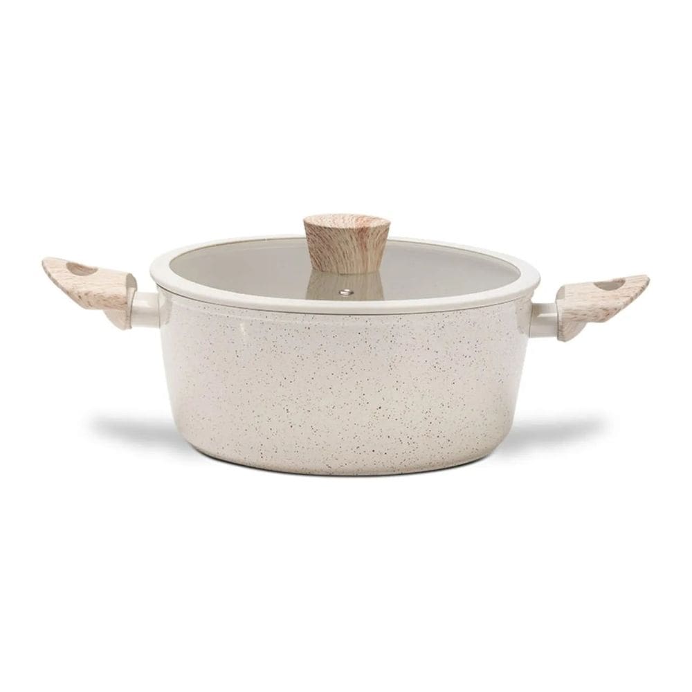 Panela Caçarola de Indução Brinox Ceramic Life Sirius Vanilla - Ø22 cm - 2,7 Litros - com Tampa e Revestimento Cerâmico