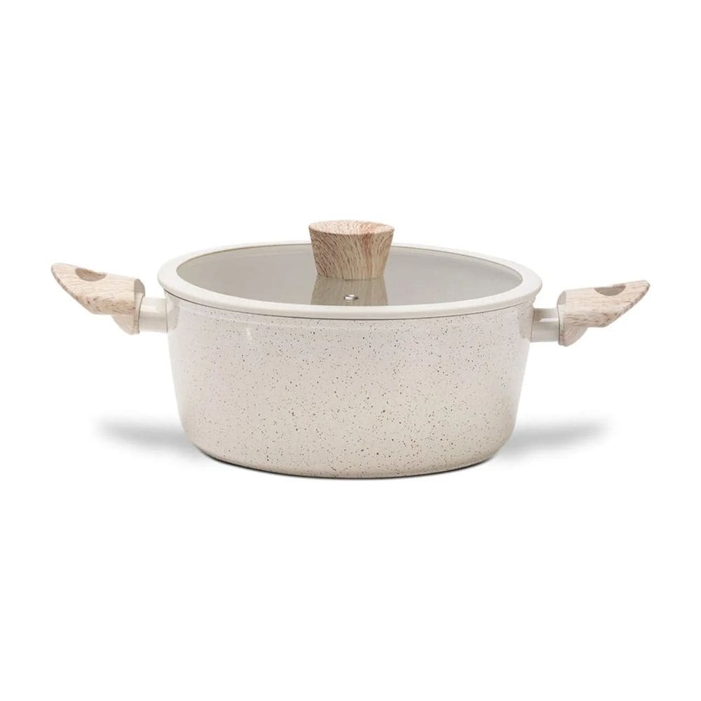 Panela Caçarola de Indução Brinox Ceramic Life Sirius Vanilla - Ø24 cm - 4 Litros - Com Tampa e Revestimento Cerâmico