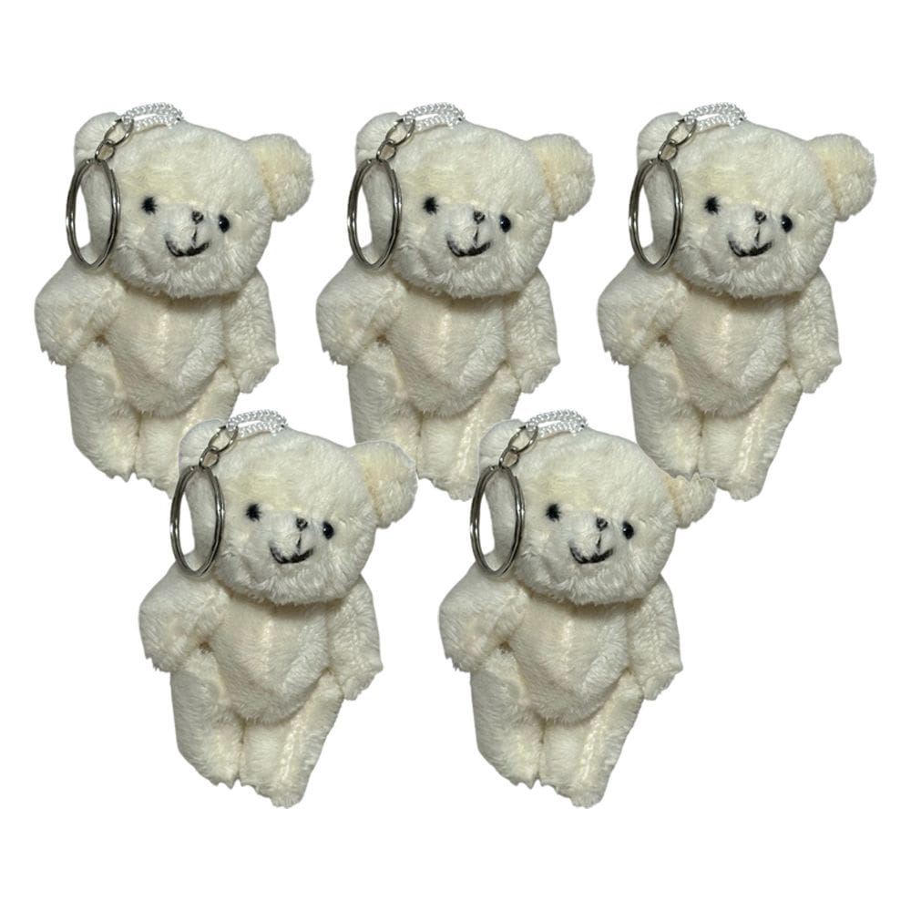 Kit 5 Mini Urso Pelucia Chaveiro Ursinho Fofo Cesta Lembrancinha Maternidade Artesanato - 9cm