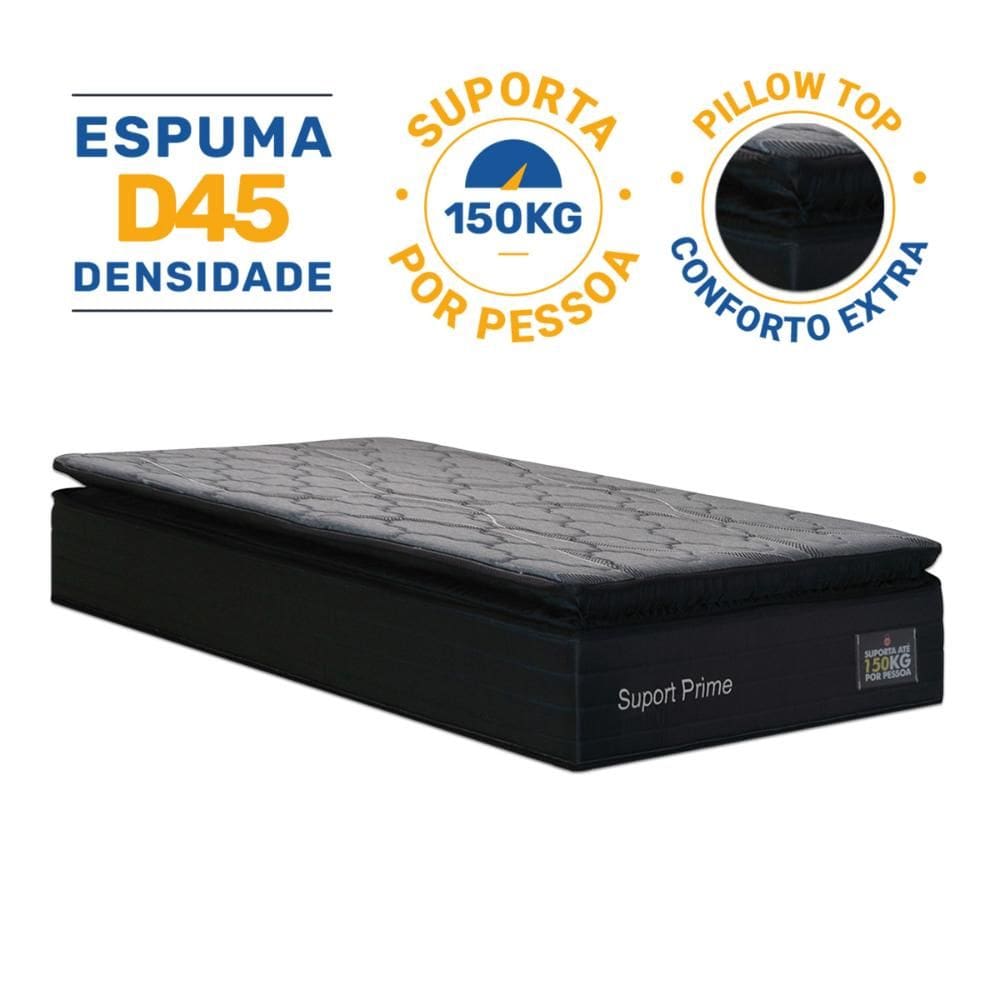 Colchão de Espuma D45 Pillow Top Suport Prime Solteiro 88cm