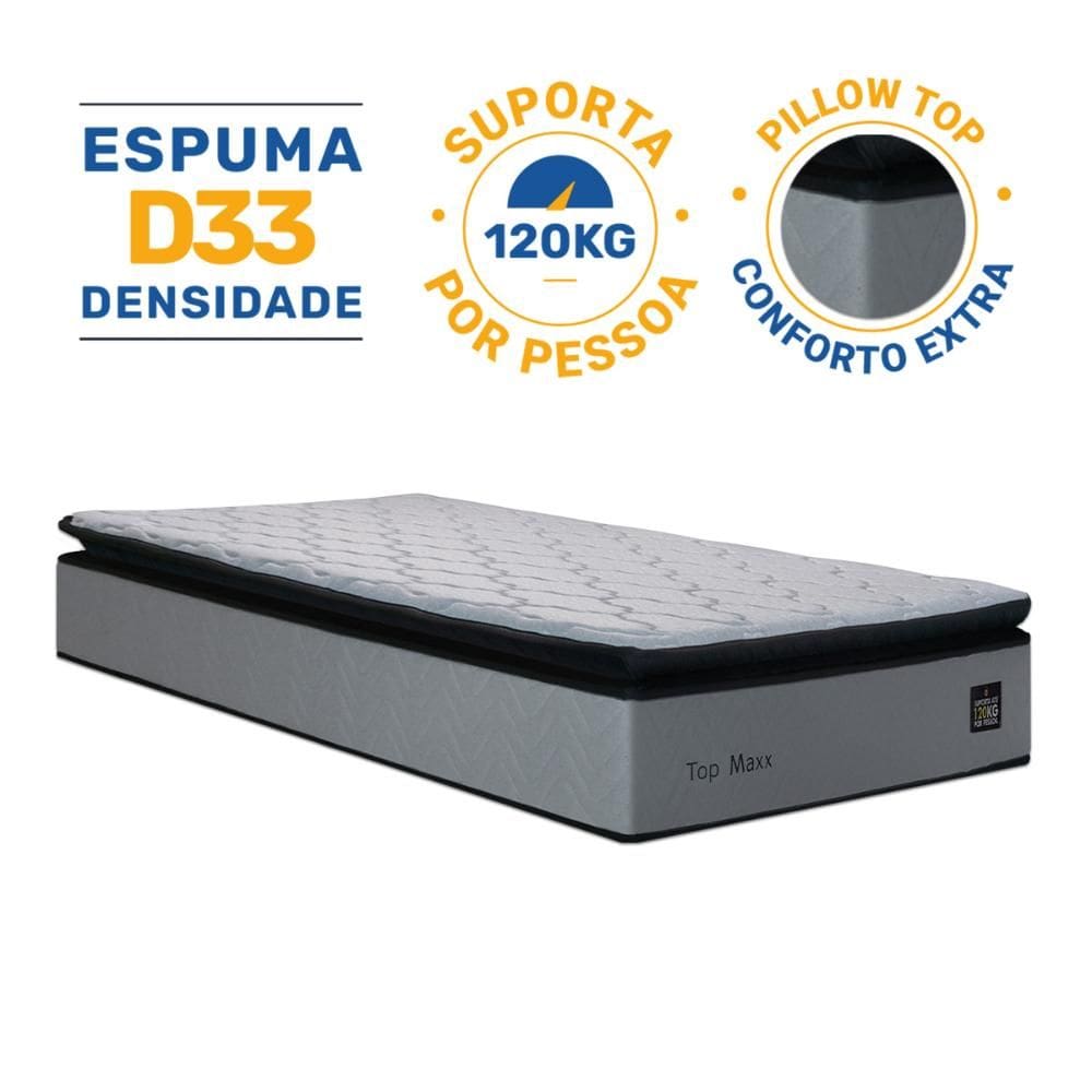 Colchão de Espuma D33 Pillow Top Maxx Solteiro 88cm