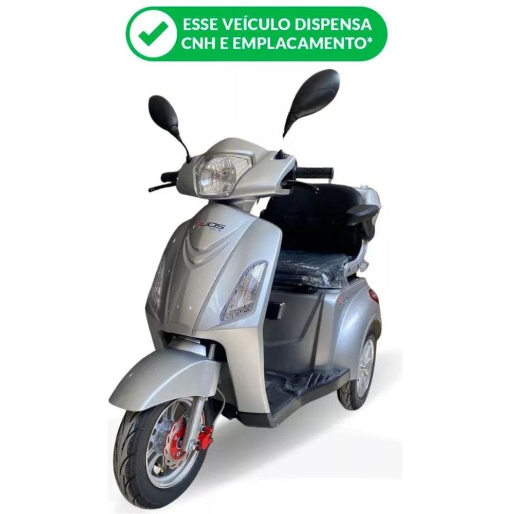 Triciclo Elétrico Eko-10 Prata 1000W Tração Reduzida - Não precisa de CNH