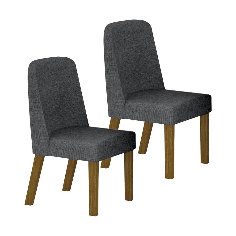 Conjunto Mesa Isis 200cm Tampo Orgânico com Vidro com 06 Cadeiras Isis Freijo Off/linho Cinza