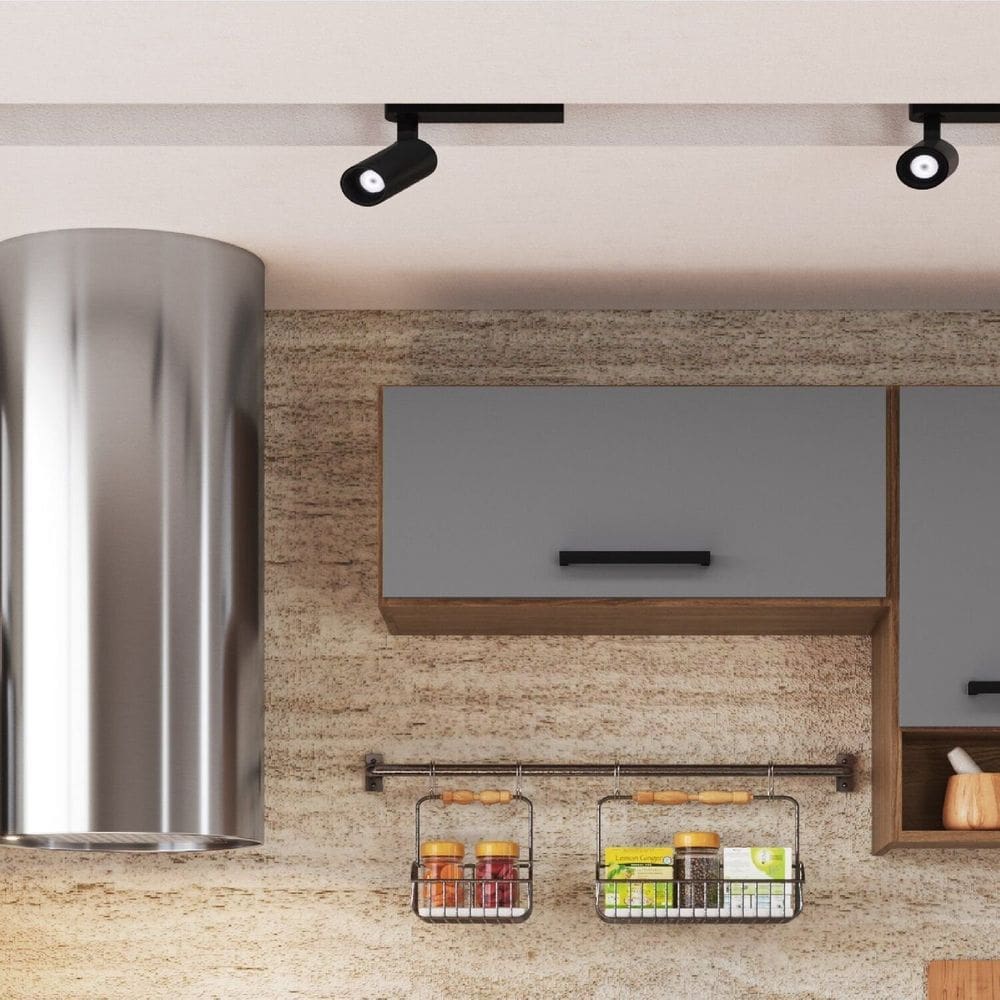 Armário Aéreo Geladeira 1 Porta Giovanna Freijó/Cinza