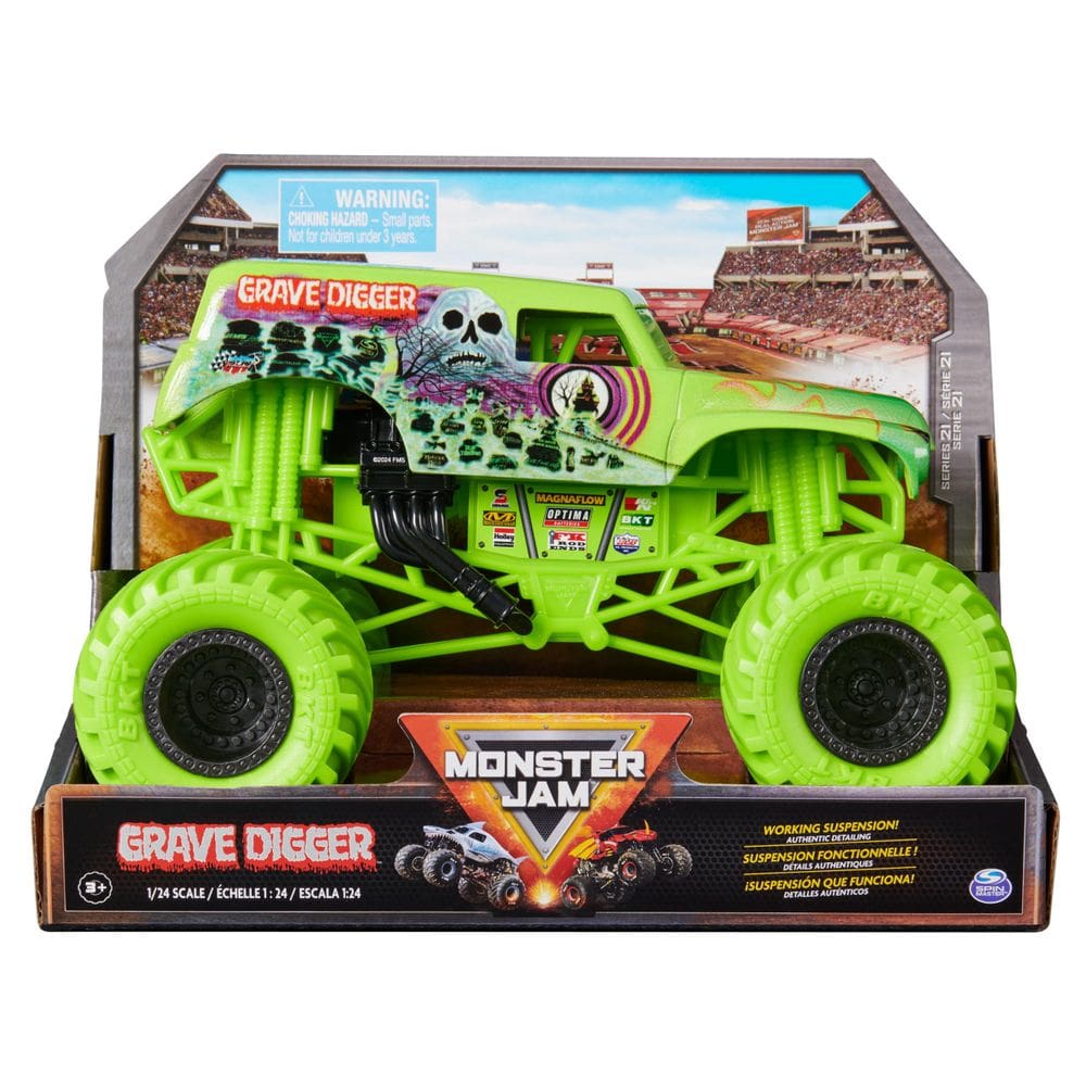 Monster Truck fundido sob pressão para colecionador Monster Jam Grave Digger 1:24