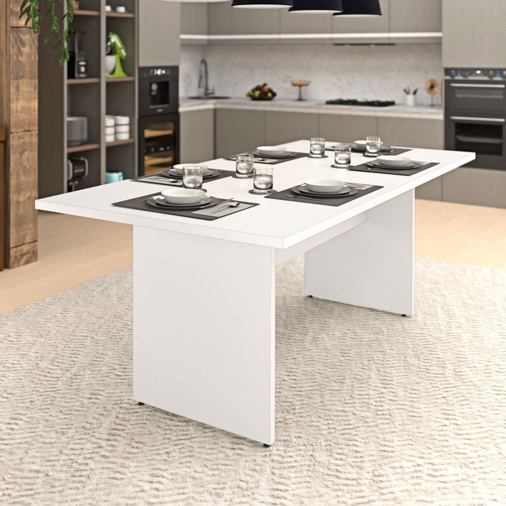 Mesa de Jantar 6 Lugares Cozinha 200x100cm Mdp Branco
