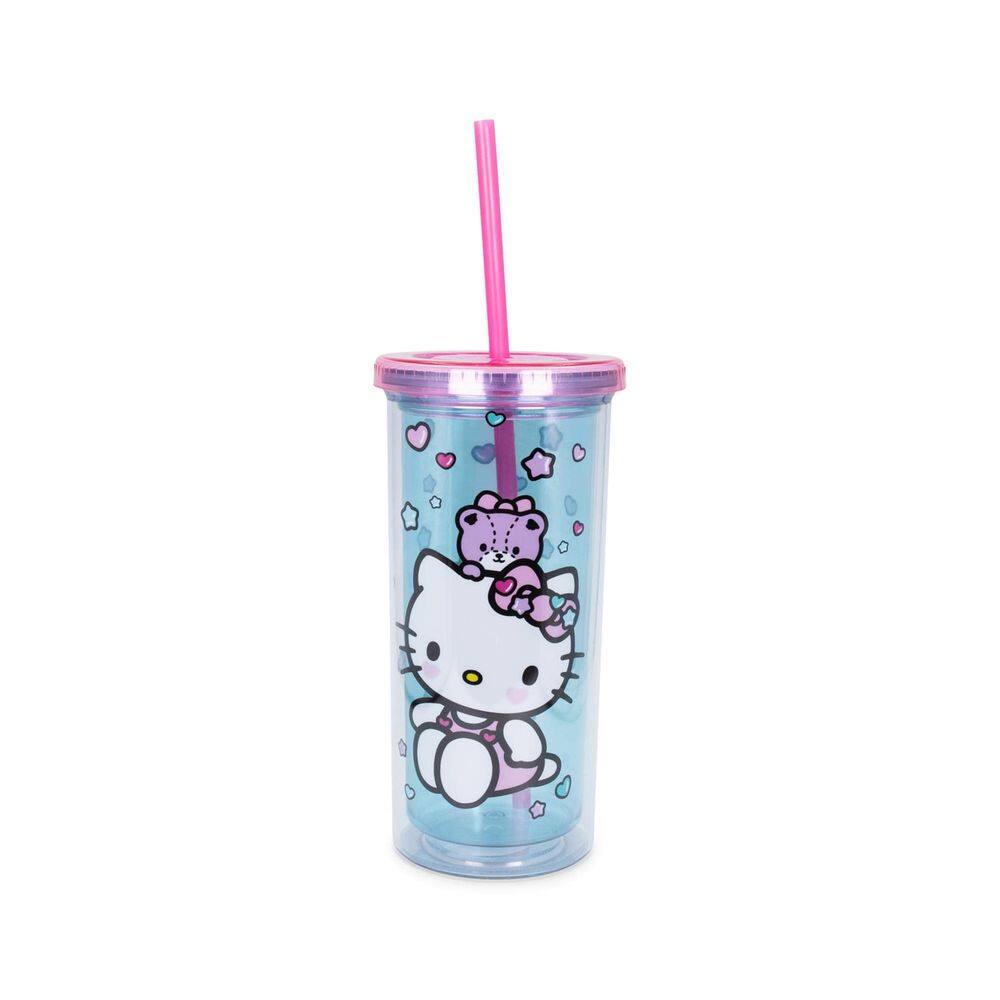 Copo Sanrio Hello Kitty Stacked Donuts Carnival 600 ml com canudo